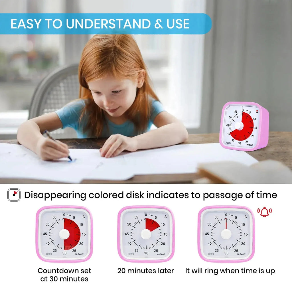 Upgraded 60-Minute Visual Countdown Timer with Protective Case - Silent Dial Timer for Kids