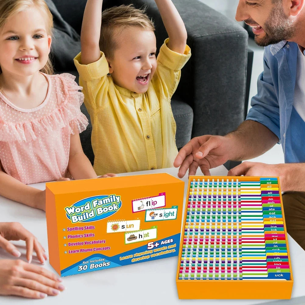 Word Family Build Book – Kindergarten Sight Word and Phonics Flash Cards Flip Activity