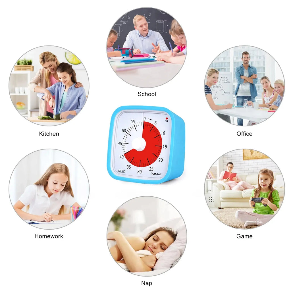 Upgraded 60-Minute Visual Countdown Timer with Protective Case - Silent Dial Timer for Kids