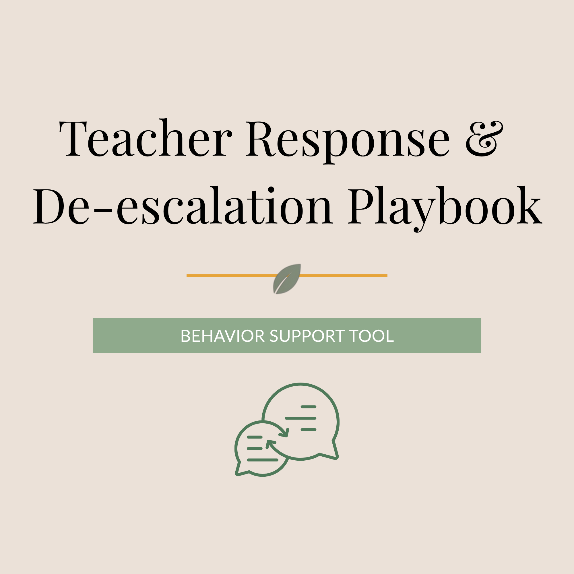Teacher Response & De-escalation Playbook