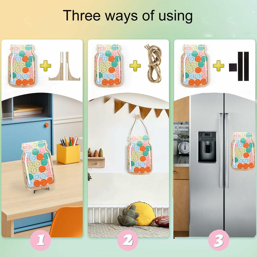 Goodangie00 Magnetic Reward Jar Classroom Board Kids Potty Training Wood Love