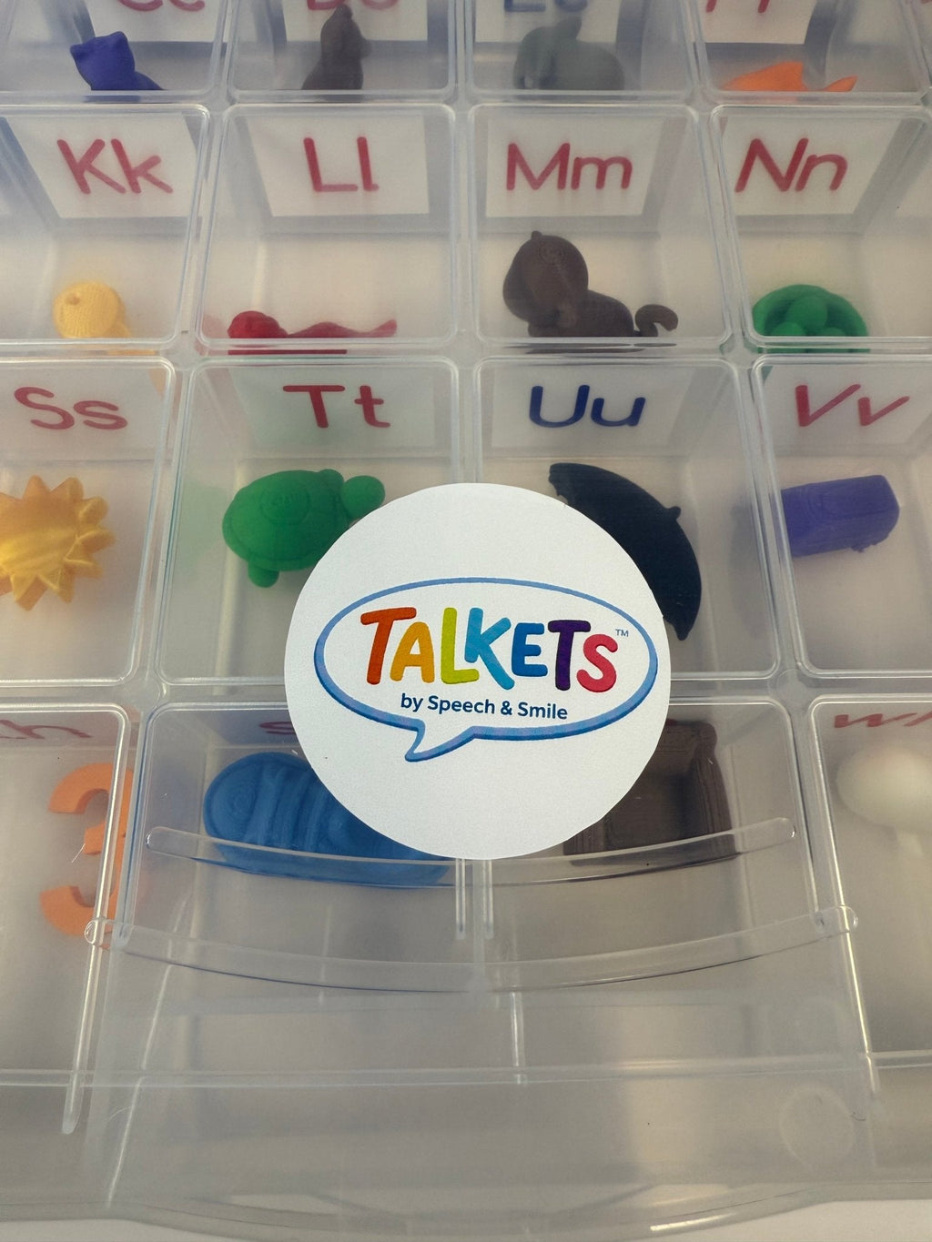 Talkets™ 32 Mini Objects Alphabet & Digraph Set with Labeled Storage Case | Speech Therapy Mini Object | Phonics Manipulatives